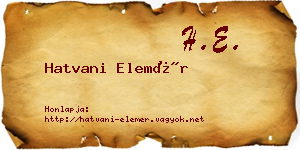 Hatvani Elemér névjegykártya